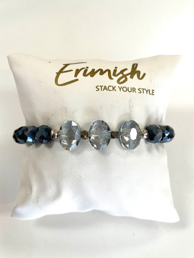 Silver Accent Bead Bracelet-Bracelets,Erimish,Jewelry,navy,One Size,Silver,Stackable,Stretch Bracelet,Women-[option4]-[option5]-[option6]-Bella Bliss Boutique in Texas