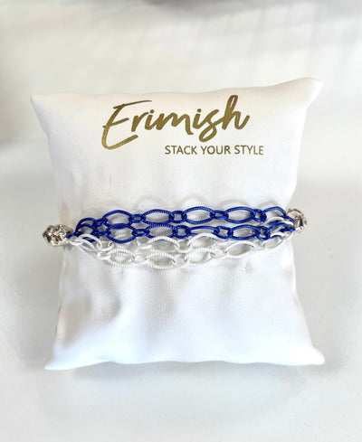 Silver Bead Chain Link Bracelet-Blue,Bracelets,Chain LInk,Erimish,erimsh,Jewelry,One Size,Silver,Stackable,Stretch Bracelet,White,Women-[option4]-[option5]-[option6]-Bella Bliss Boutique in Texas