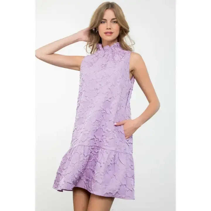 Sleeveless Textured Dress-clothing,dress,dresses,Lilac,Mini Dress,Sleeveless,Textured,Women,women's-[option4]-[option5]-[option6]-Bella Bliss Boutique in Texas