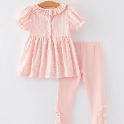 Smocked Detail Embroidered Set-Bottoms, Children & Tweens, children's, clothing, embroidered, Embroidered Detail, Embroidery Detail, Infant to 6, Outfit, Pink, Ruffle Detail, smocked, smocked Detail, Top, Tops, Tweens 7-14, Valentine, Valentine's Day-[option4]-[option5]-[option6]-Bella Bliss Boutique in Texas