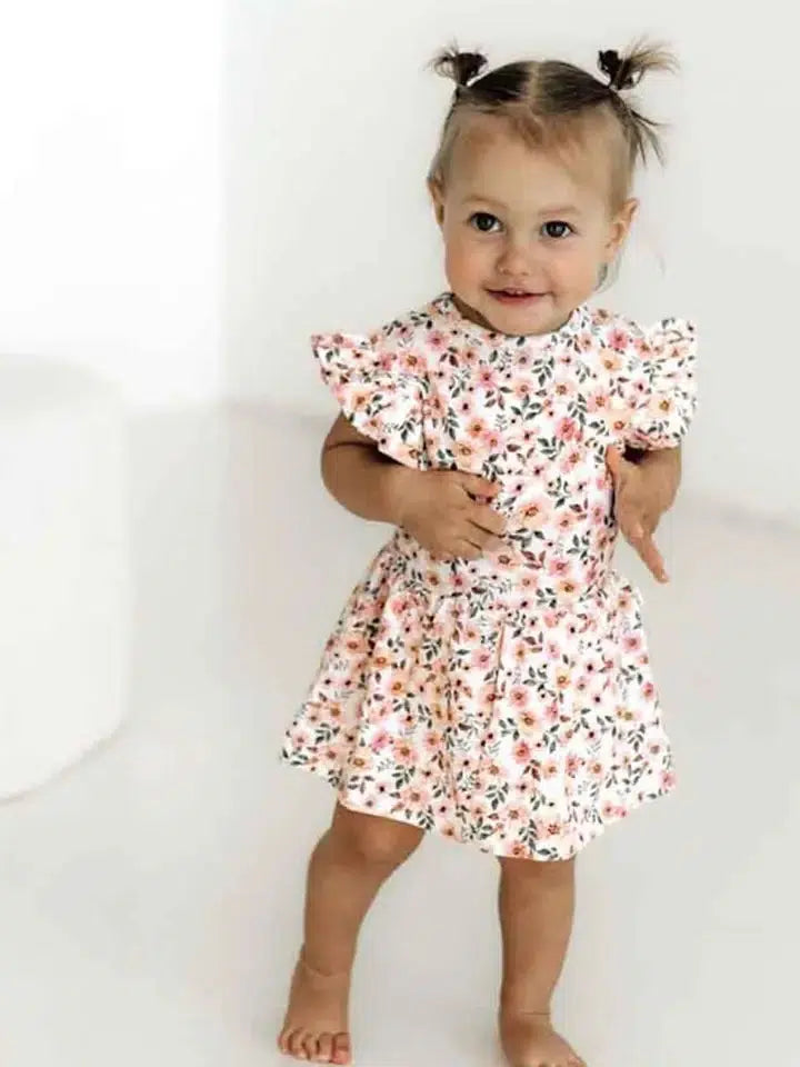 Spring Floral Organic Dress-Children & Tweens, children's, clothing, dress, dresses, Floral, Floral Print, Infant to 6, organic, spring, Spring Floral-0/3M-[option4]-[option5]-[option6]-Bella Bliss Boutique in Texas