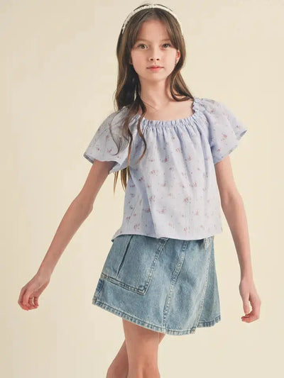 Spring Floral Peasant Top-Children & Tweens, clothing, Floral Print, Loose Fit, Peasant, Short Sleeve, Spring Floral, Top, Tops, Tween 7-14, Tweens 7-14-7/8-[option4]-[option5]-[option6]-Bella Bliss Boutique in Texas