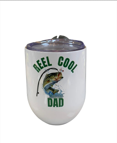 Stemless Wine Glass-Fishing, Home of the Free Because of the Brave, Miscellaneous, Reel Cool Dad, Stainless Steel, Stemless, Stemless Wine Glasses, Wine, Wine Glass-Reel Cool Dad-[option4]-[option5]-[option6]-Bella Bliss Boutique in Texas