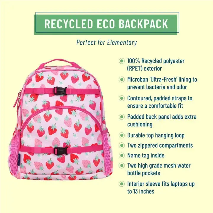 Strawberry Patch 18" Backpack-18" Backpack,Back to School,Backpack,Backpacks,Children & Tweens,children's,children's Accessories,ECO Backpack,Infant to 6,Sale,Strawberry,Strawberry Patch,Tween Accessories,Tweens 7-14-[option4]-[option5]-[option6]-Bella Bliss Boutique in Texas