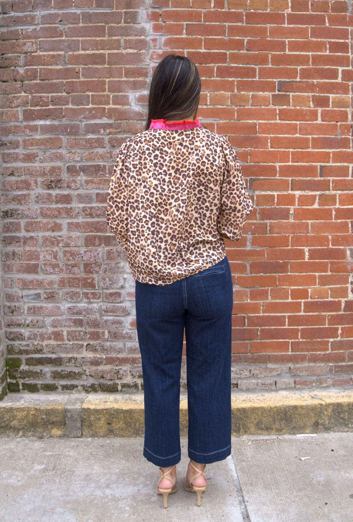 Stripe Wavy Trim Detail Leopard Top-Animal Print,clothing,leopard,Leopard Print,Stripe Wavy Trim,Stripe Wavy Trim Detail,Top,Tops,Women,women's-[option4]-[option5]-[option6]-Bella Bliss Boutique in Texas