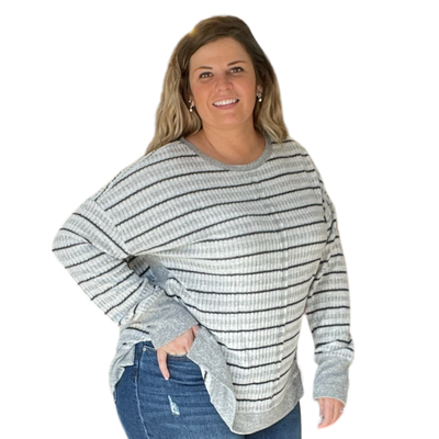 Striped Long Sleeve Top-clothing, Curvy, Sweater, Sweaters, Top, Tops, women's-XS-[option4]-[option5]-[option6]-Bella Bliss Boutique in Texas