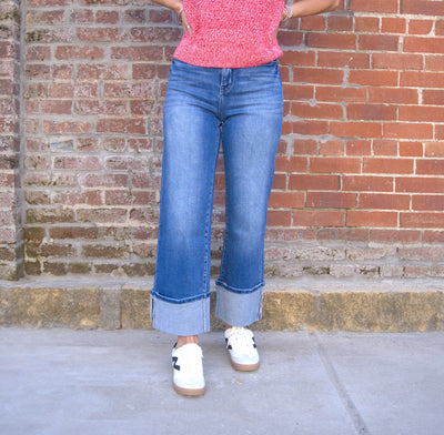 Super High-Rise Cuffed Flare Jeans-90's Vintage,Blue Fairy,Bottoms,clothing,Cuffed,Cuffed Hem,Cuffed Jeans,denim,Flare,Flared,Jeans,Super High Rise,Women,women's-00/24-[option4]-[option5]-[option6]-Bella Bliss Boutique in Texas