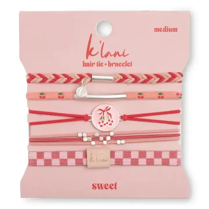 Sweet Hair Tie Bracelets-Accessories,children's Accessories,coral,Disco Cherry Charm,Gifts for Her,Hair Accessories,Hair Elastics,Hair Tie Bracelets,Hair Ties,Pink,Red,Sweet Hair Tie Bracelets,Tween Accessories-S-[option4]-[option5]-[option6]-Bella Bliss Boutique in Texas