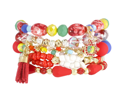 Teacher Bracelet Set-Bracelet, Bracelets, gold, Jewelry, Red, Stack Bracelet, Stretch Bracelet-[option4]-[option5]-[option6]-Bella Bliss Boutique in Texas