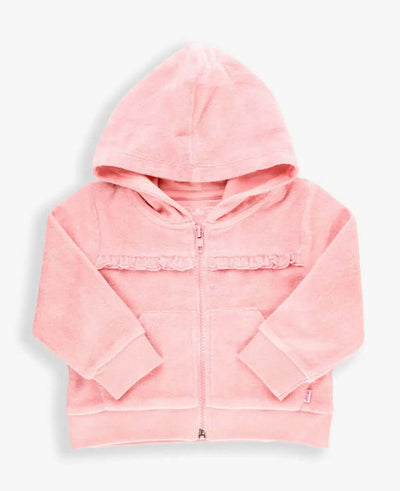 Terry Knit Ruffle Hoodie-Children & Tweens,Coats & Jackets,Hoodie,jacket,Jackets,Outerwear,Ruffle Detail,Terry KNit,Tweens 7-14-8/29-[option4]-[option5]-[option6]-Bella Bliss Boutique in Texas