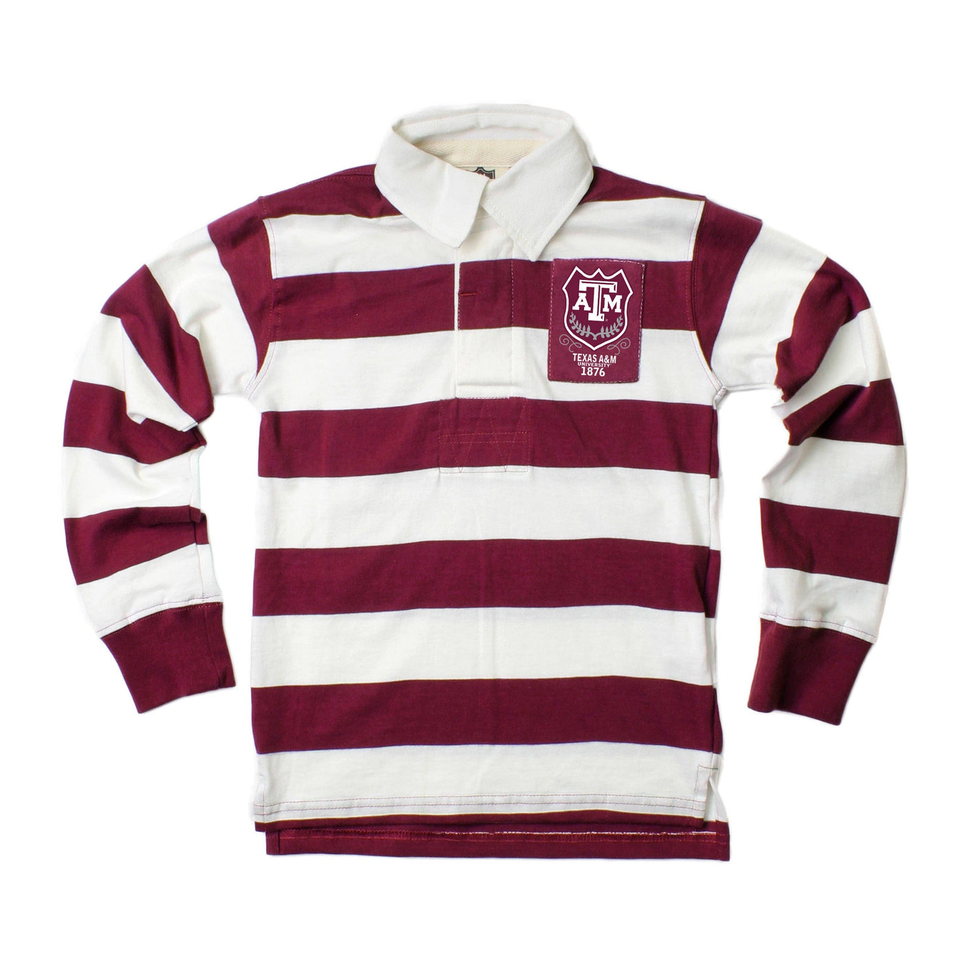 Texas A&M Aggies Boy's Rugby Polo-boys,Children & Tweens,Children/Tween,Childrens,Childrens/Tween,clothing,Football,Long Sleeve,Polo Style,Striped,Tops,Wes and Willy-[option4]-[option5]-[option6]-Bella Bliss Boutique in Texas