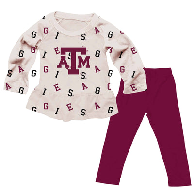 Texas A&M Aggies Infant Allover Team Set-2-Piece Set,Children & Tweens,children's,Children/Tween,Childrens/Tween,clothing,Football,girls,Infant to 6,infant-6,Wes and Willy-[option4]-[option5]-[option6]-Bella Bliss Boutique in Texas