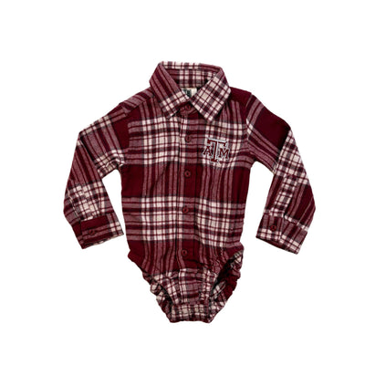 Texas A&M Aggies Plaid Hopper-boys,Children & Tween,Children & Tweens,children's,Childrens/Tween,Football,Infant to 6,infant-6,plaid,Polo Style,Wes and Willy-[option4]-[option5]-[option6]-Bella Bliss Boutique in Texas