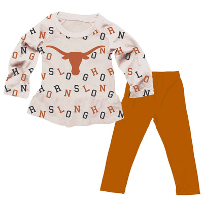 Texas Longhorns Infant Allover Team Set-2-Piece Set,Children & Tween,Children & Tweens,children's,Childrens/Tween,clothing,Football,girls,Infant to 6,infant-6,little girls dresses,Texas,Wes and Willy-[option4]-[option5]-[option6]-Bella Bliss Boutique in Texas