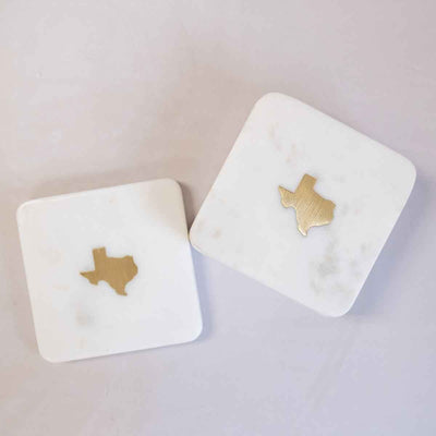 Texas Marble Coasters-Bar Ware,coaster,Gifts,Gifts for Her,Gifts for Him,Gold Accents,Marble,State of Texas,Texas-[option4]-[option5]-[option6]-Bella Bliss Boutique in Texas