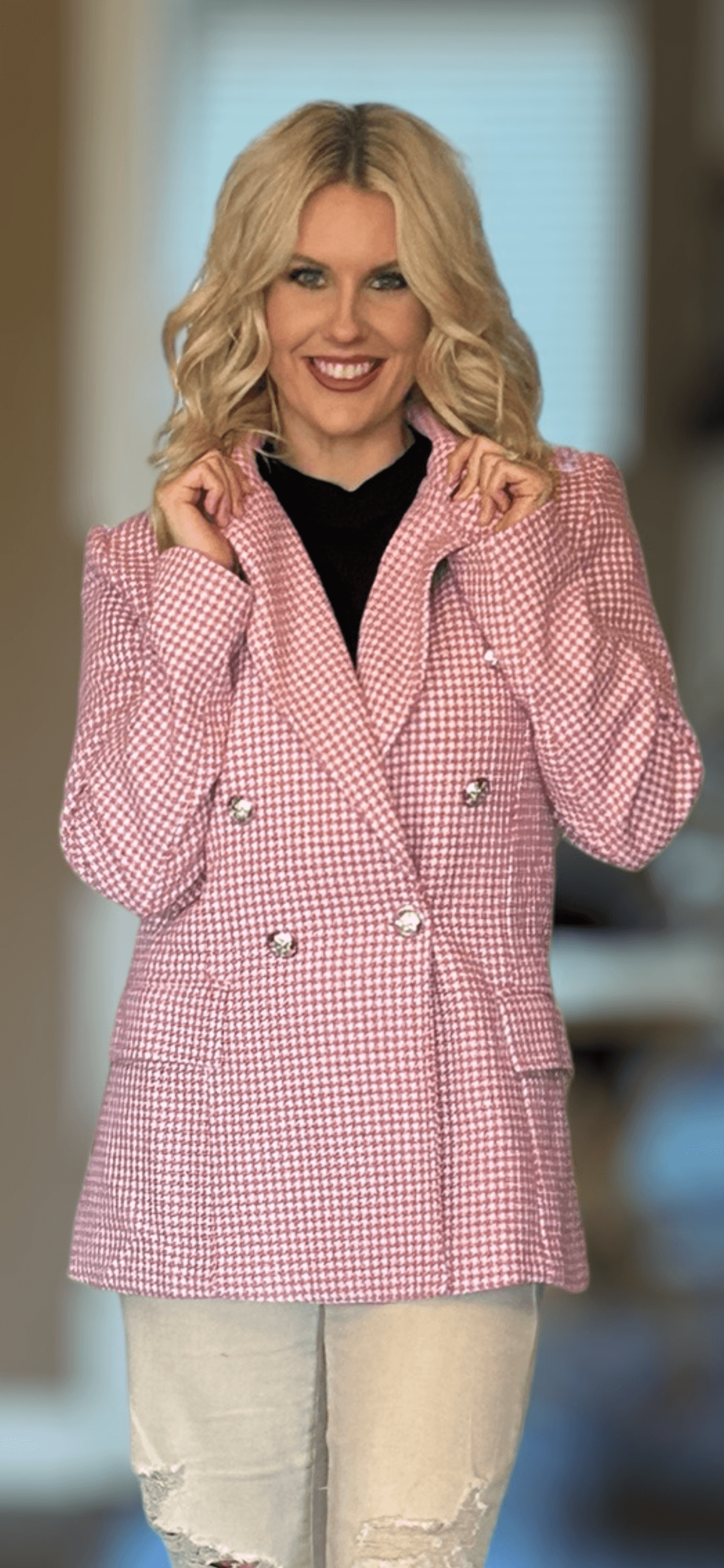 Textured Blazer-Blazer,clothing,Coats & Jackets,Light Pink,Sale,Textured,Women,women's-[option4]-[option5]-[option6]-Bella Bliss Boutique in Texas
