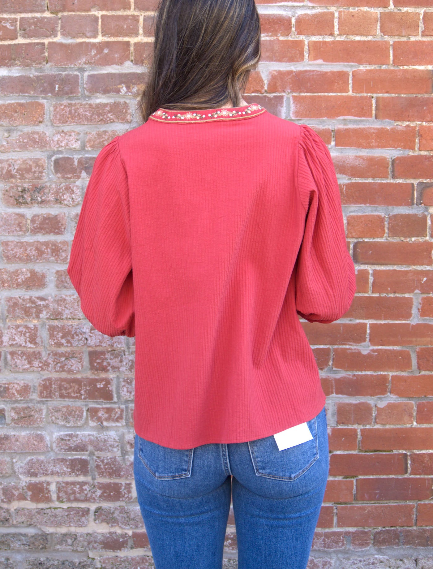 Textured Floral Embroidered Smocked Blouse-blouse,blouses,clothing,Floral,Floral Embroidery,Floral Print,Half Sleeve,Oddi,smocked,smocked Detail,Smocked Neck,Top,Tops,Women,women's-[option4]-[option5]-[option6]-Bella Bliss Boutique in Texas