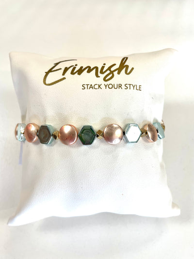 Textured Metallic Bracelet-Blue,Bracelets,Erimish,Jewelry,One Size,Rose Gold,Stackable,Stretch Bracelet,Women-[option4]-[option5]-[option6]-Bella Bliss Boutique in Texas