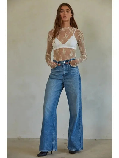 The Aubrey Lace Top-clothing,Lace,layerable,Long Sleeve,Mock Neck,Top,Tops,Women,women's-[option4]-[option5]-[option6]-Bella Bliss Boutique in Texas