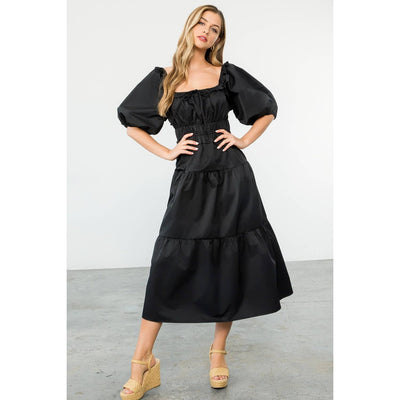 The Darcy Tiered Midi-clothing,dress,dresses,Half Puff Sleeve,Layered Dress,Puff Sleeve,THML,Tiered Dress,Women,women's-[option4]-[option5]-[option6]-Bella Bliss Boutique in Texas