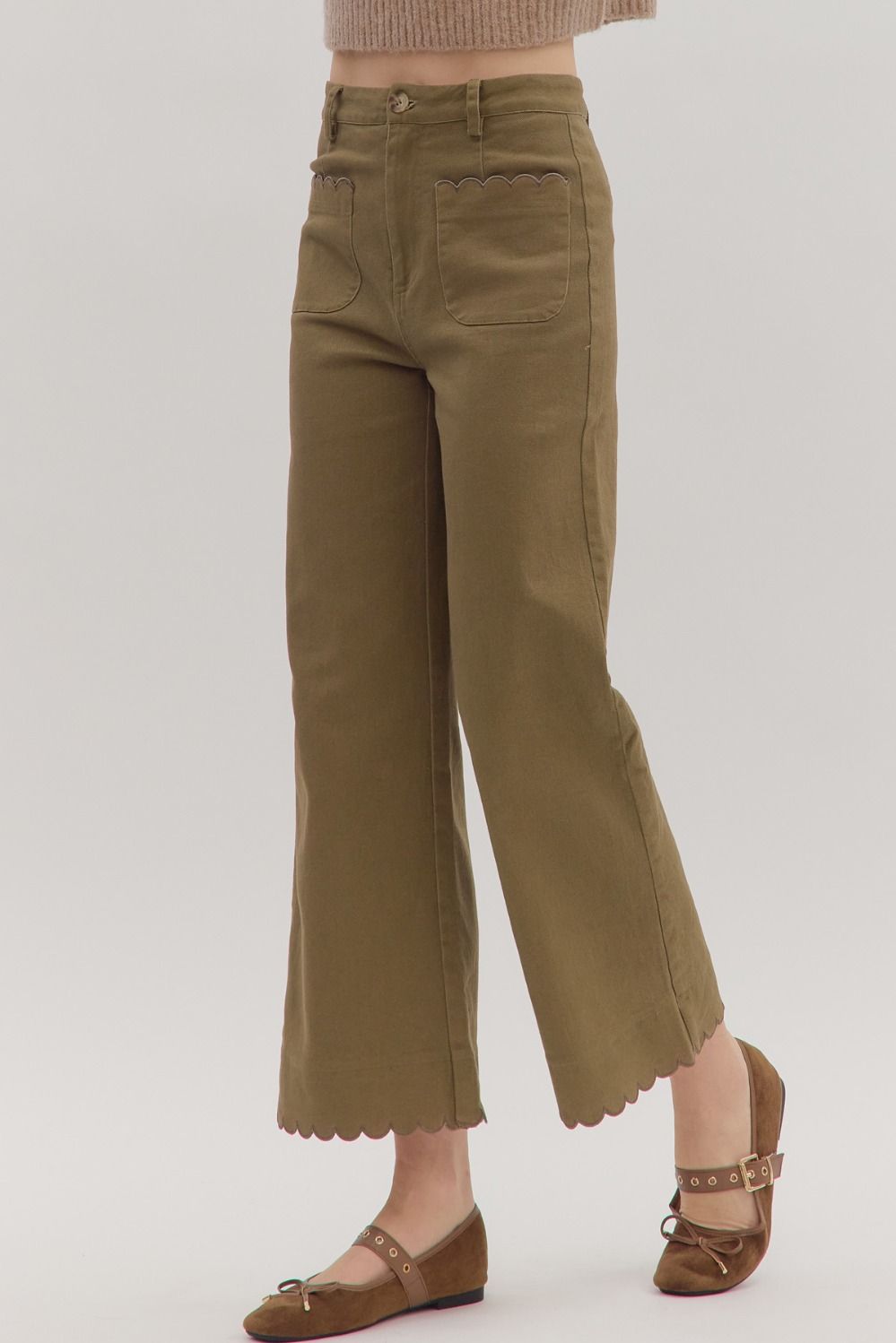 The Ivy High Rise Pants-Ankle Pants,clothing,Entro,High Rise,High Waist,Pants,Patch Pockets,Scalloped Detail,Scalloped Edge,Women,women's-[option4]-[option5]-[option6]-Bella Bliss Boutique in Texas