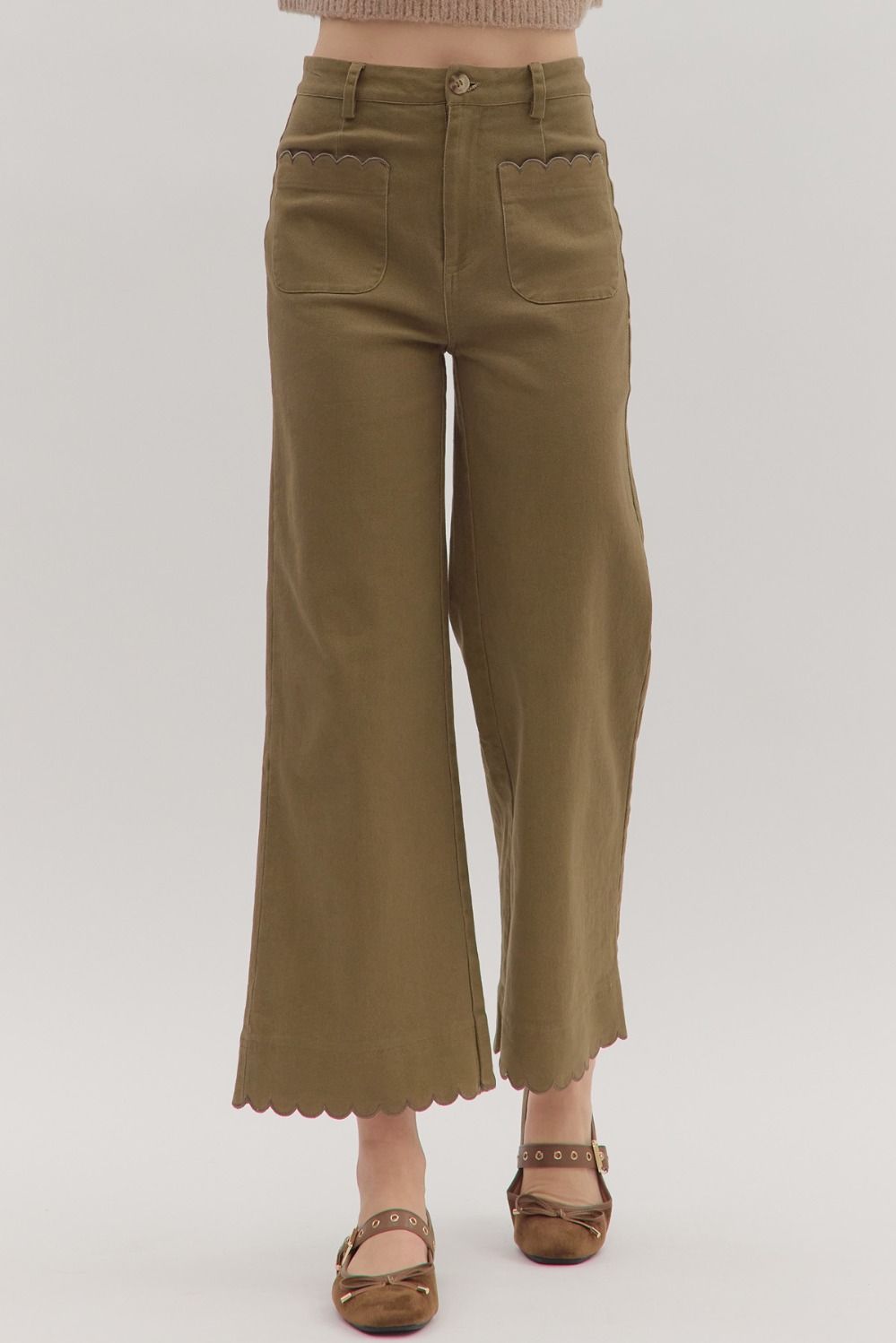 The Ivy High Rise Pants-Ankle Pants,clothing,Entro,High Rise,High Waist,Pants,Patch Pockets,Scalloped Detail,Scalloped Edge,Women,women's-[option4]-[option5]-[option6]-Bella Bliss Boutique in Texas