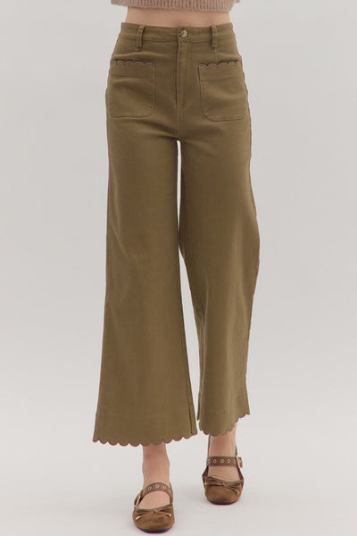 The Ivy High Rise Pants-Ankle Pants,clothing,Entro,High Rise,High Waist,Pants,Patch Pockets,Scalloped Detail,Scalloped Edge,Women,women's-[option4]-[option5]-[option6]-Bella Bliss Boutique in Texas