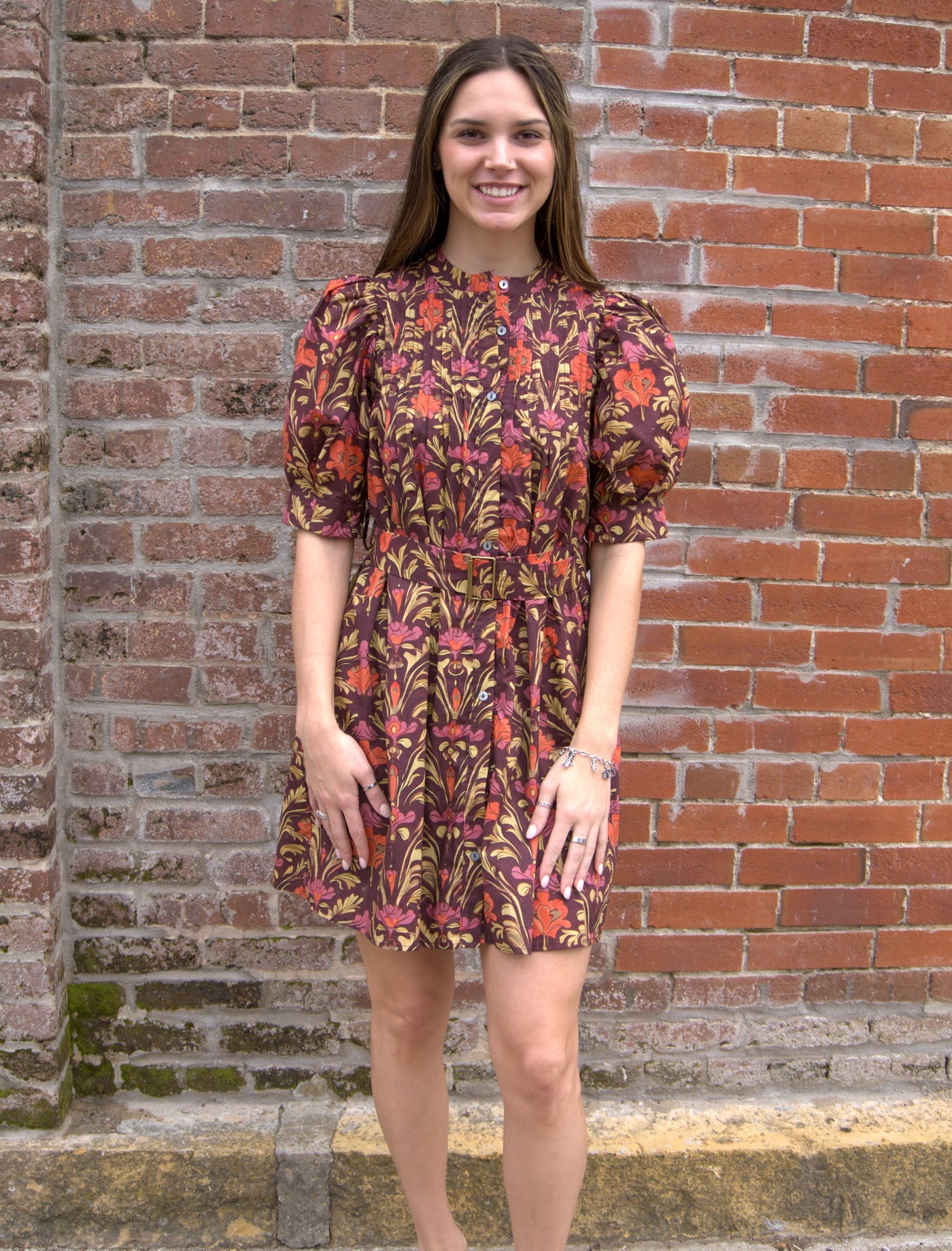 The Meadow Muse Dress-Belted,clothing,dress,dresses,Entro,Fall Floral,Floral,Floral Print,Mini Dress,Party Dress,Puff Sleeve,Women,women's-S-[option4]-[option5]-[option6]-Bella Bliss Boutique in Texas