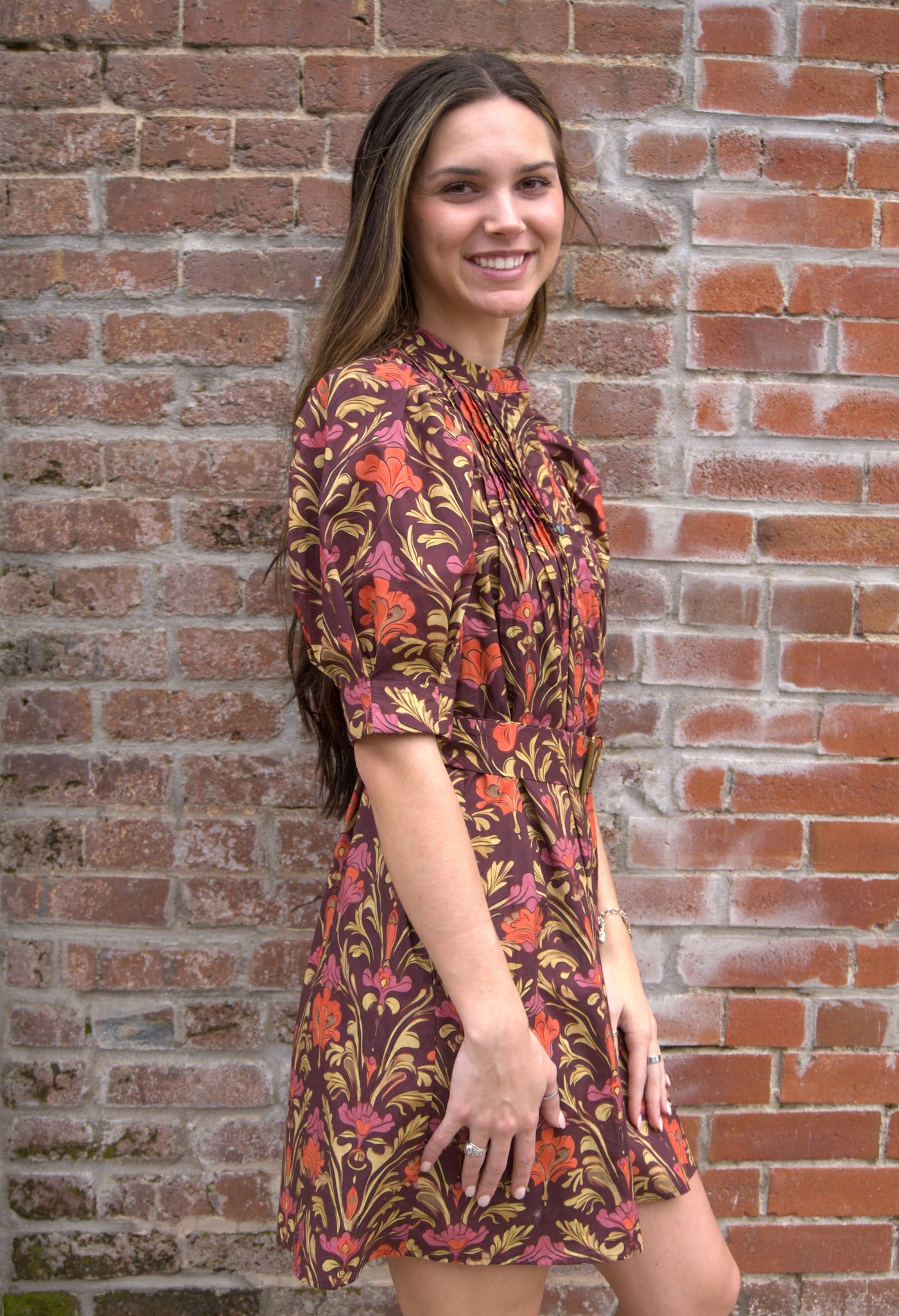 The Meadow Muse Dress-Belted,clothing,dress,dresses,Entro,Fall Floral,Floral,Floral Print,Mini Dress,Party Dress,Puff Sleeve,Women,women's-[option4]-[option5]-[option6]-Bella Bliss Boutique in Texas