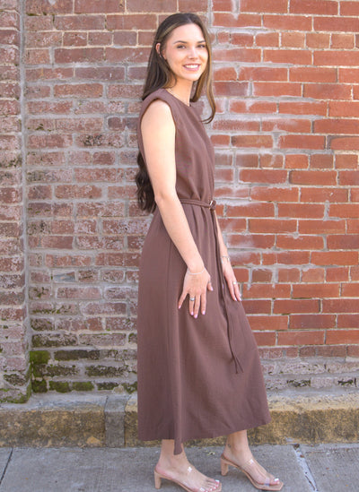 The Sienna Belted Midi Dress-Belted,clothing,dress,dresses,Entro,Gold Accents,Midi Dress,Party Dress,Sleeveless,Women,women's-[option4]-[option5]-[option6]-Bella Bliss Boutique in Texas