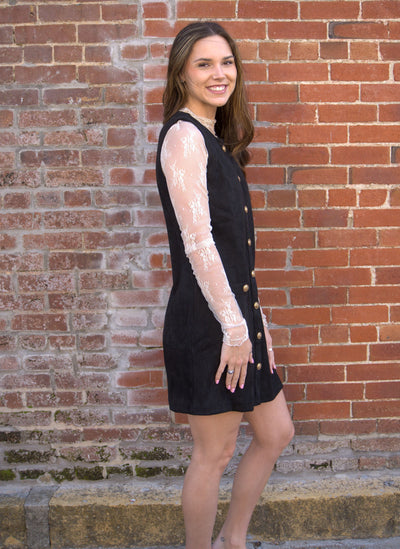 The Sutton Suede Shift Dress-button down,Button Front,clothing,dress,dresses,holiday,JODIFL,Mini Dress,pockets,Sleeveless,Suede,Women,women's-[option4]-[option5]-[option6]-Bella Bliss Boutique in Texas