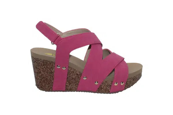 The Tory Sandal-CrissCross,Double CrissCross,Fuchsia,Sale,Sandal,Sandals,Shoes,Vegan Leather,Wedge,Women,women's-[option4]-[option5]-[option6]-Bella Bliss Boutique in Texas