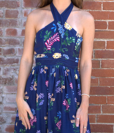 Timeless Grace Floral Maxi Dress-clothing,dresses,Floral,Floral Print,Halter Dress,Maxi Dress,navy,Navy Multi,Navy Multi Print,Tie Neck,women's-[option4]-[option5]-[option6]-Bella Bliss Boutique in Texas