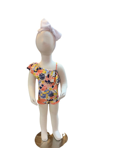 Tropical Flamingo One Piece Swimsuit-Children & Tweens,children's,clothing,Infant to 6,one piece,One Shoulder,Ruffle Detail,Sale,Swimsuit,Swimwear-3/6M-[option4]-[option5]-[option6]-Bella Bliss Boutique in Texas