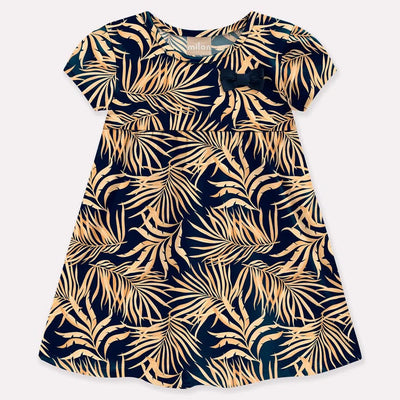 Tropical Navy Dress-Children & Tweens, children's, clothing, dress, dresses, Infant to 6, navy, Navy Bow Detail, Tropical Print-3/6M-[option4]-[option5]-[option6]-Bella Bliss Boutique in Texas