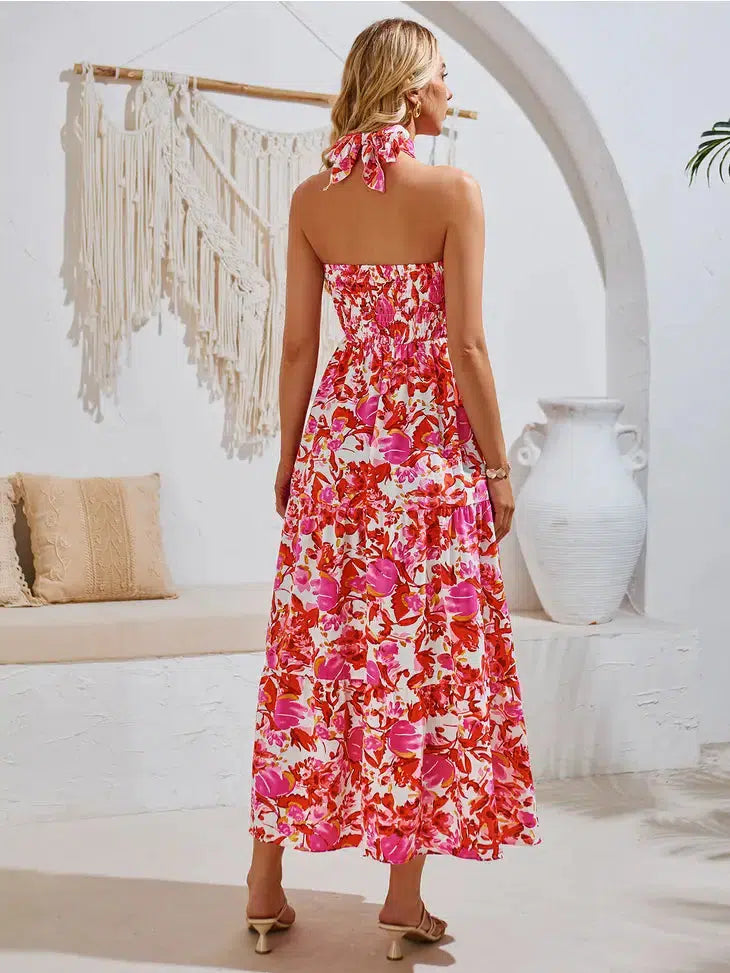 Tropical Print Tiered Midi Dress-Bold, clothing, dress, dresses, Floral, Floral Print, Maxi Dress, Tiered, Tropical Floral, Women, women's-[option4]-[option5]-[option6]-Bella Bliss Boutique in Texas