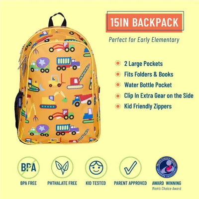 Under Construction 15" Backpack-15" Backpack,Back to School,Backpack,Backpacks,Children & Tweens,children's,children's Accessories,Infant to 6,purses & bags,Sale,Tween Accessories,Tweens 7-14,Under Construction-[option4]-[option5]-[option6]-Bella Bliss Boutique in Texas