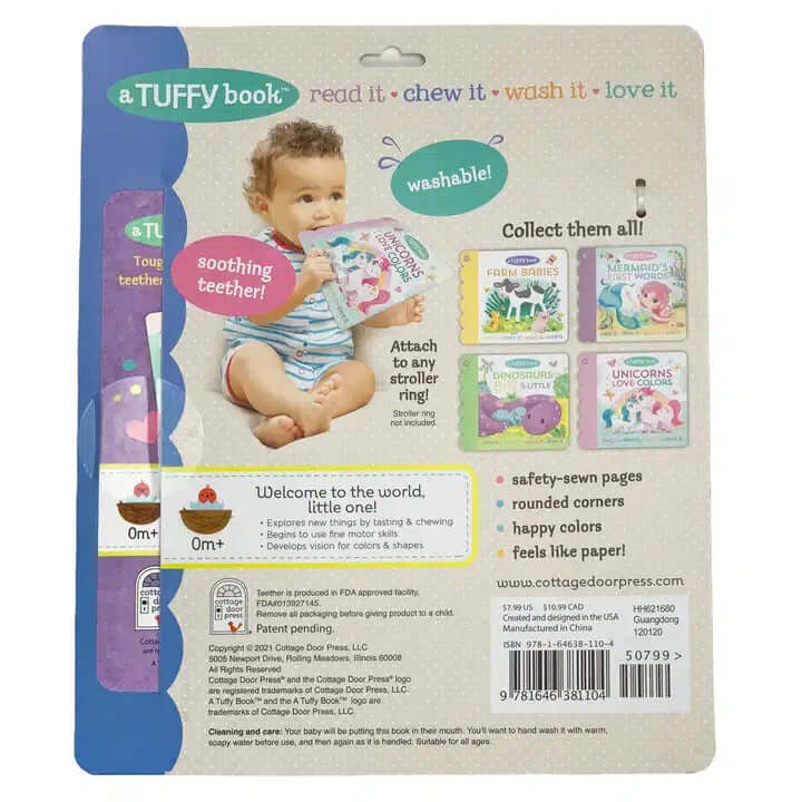 Unicorns Love Colors Indestructible Teether/Book-Books,Educational Books,Industructible Book,misc,Miscellaneous,Teether,Tuffy Teether,Unicorns,Unicorns Love Colors,Washable Book-[option4]-[option5]-[option6]-Bella Bliss Boutique in Texas
