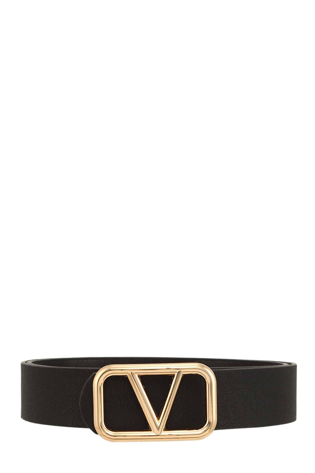 V BUCKLE PU LEATHER BELT-Accessories,Belt,Belts,clothing,gold,Women,women's-Black-[option4]-[option5]-[option6]-Bella Bliss Boutique in Texas