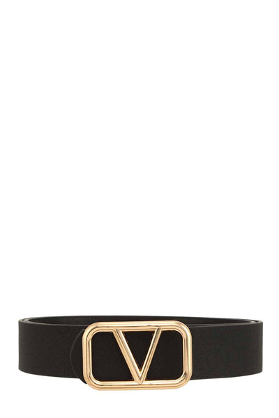 V BUCKLE PU LEATHER BELT-Accessories,Belt,Belts,clothing,gold,Women,women's-Black-[option4]-[option5]-[option6]-Bella Bliss Boutique in Texas