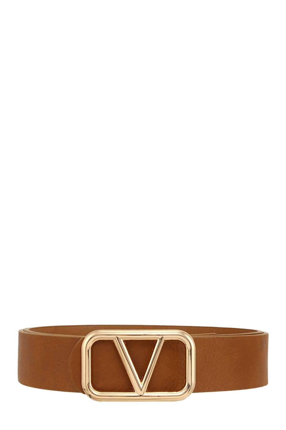 V BUCKLE PU LEATHER BELT-Accessories,Belt,Belts,clothing,gold,Women,women's-Camel-[option4]-[option5]-[option6]-Bella Bliss Boutique in Texas