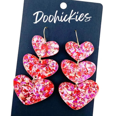 Valentine Waterfall Acrylic Heart Earrings-Dangle Earrings, Earring, Earrings, French Wire Earrings, heart, Hearts, Jewelry, Valentine, Waterfall-[option4]-[option5]-[option6]-Bella Bliss Boutique in Texas