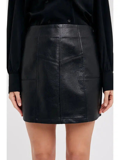 Vegan Leather Mini Skirt-Black, Bottoms, clothing, Mini Skirt, Skirt, Skirts, Vegan Leather, Women, women's-[option4]-[option5]-[option6]-Bella Bliss Boutique in Texas