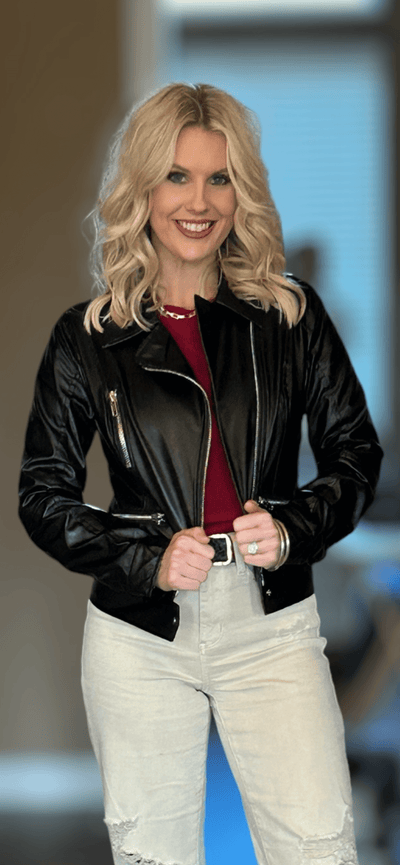 Vegan Leather Moto Jacket-Black,clothing,Coats & Jackets,jacket,Jackets,Moto Jacket,Outerwear,Women,women's-[option4]-[option5]-[option6]-Bella Bliss Boutique in Texas