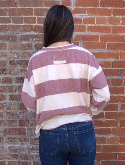 WASHED STRIPE LONG SLEEVE KNIT TOP-Blu Pepper,Burgundy,Harvest Hues,Knit Top,Long Sleeve,Oversized,Patchwork,Round Neck,Striped,Sweater,Tops,Women,women's-[option4]-[option5]-[option6]-Bella Bliss Boutique in Texas