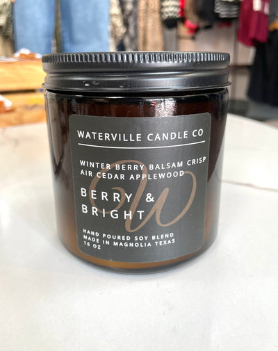 WVC Hand Poured Soy Candle-Candle,Candles,Christmas Scented,Gifts for Her,Gifts for Him,hand poured,Holiday Scented,Scented,slow burn,soy based,Waterville Candles-Berry & Bright-[option4]-[option5]-[option6]-Bella Bliss Boutique in Texas