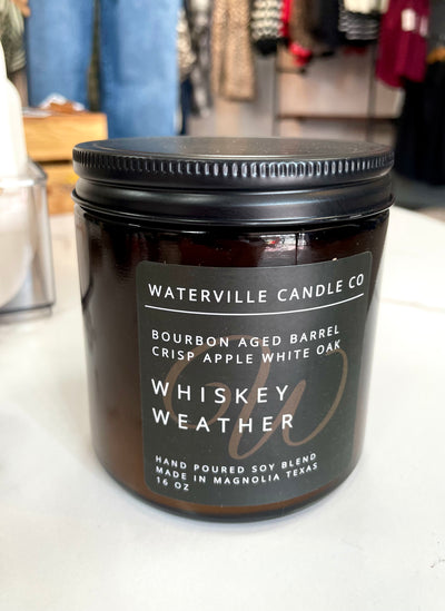 WVC Hand Poured Soy Candle-Candle,Candles,Christmas Scented,Gifts for Her,Gifts for Him,hand poured,Holiday Scented,Scented,slow burn,soy based,Waterville Candles-Whiskey Weather-[option4]-[option5]-[option6]-Bella Bliss Boutique in Texas