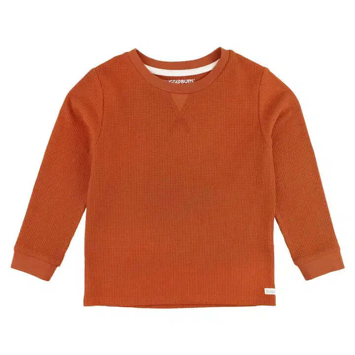 Waffle Knit Crew Neck Top-Children & Tweens,children's,clothing,Infant to 6,Long Sleeve,Rust,Top,Tops,Waffle Knit-[option4]-[option5]-[option6]-Bella Bliss Boutique in Texas