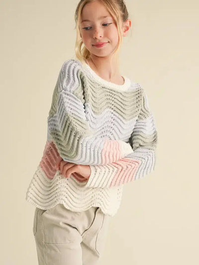 Wavy Rib Knit Sweater-Children & Tweens, clothing, Rib Knit, Sweater, Sweaters, Top, Tops, Tweens 7-14, Wavy, Wavy Stripe-7/8-[option4]-[option5]-[option6]-Bella Bliss Boutique in Texas