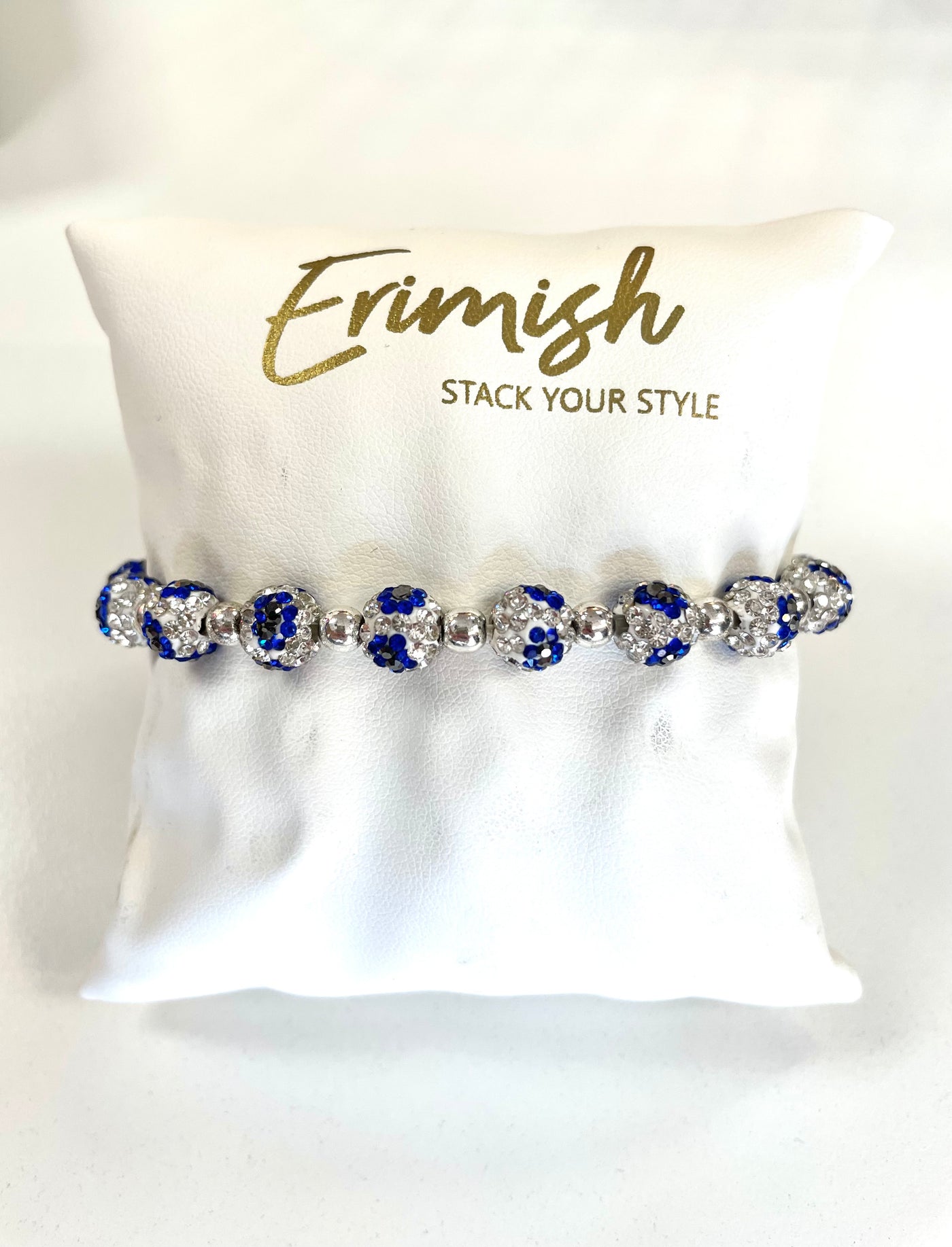 White Crystal Bead Bracelet-Blue,Bracelets,Erimish,Jewelry,One Size,Silver,Stackable,Stretch Bracelet,White,Women-[option4]-[option5]-[option6]-Bella Bliss Boutique in Texas